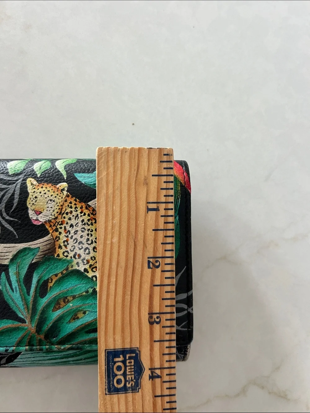 Anuschka Hand Painted Leather Trifold Wallet Jungle Queen Leopard - Excellent!